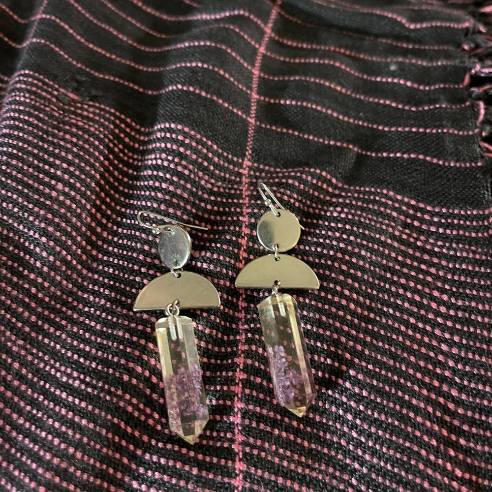 Resin floral geometric‎ earrings